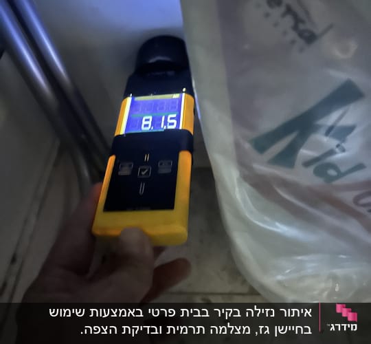 מד לחות צהוב עם תצוגה דיגיטלית ליד קיר